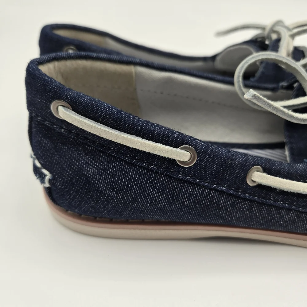 G.H. Bass & Co. Anchor Denim Navy Blue Slip On Loafers Shoes Womens Size 6.5